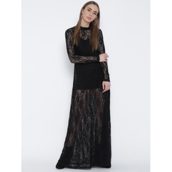 🔥🖤 F21 Black Lace Maxi-Dress 🖤🔥 - Picture 3 of 3